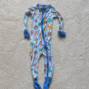 Little Sleepies Animal Print Footie - Blue and Multicolor